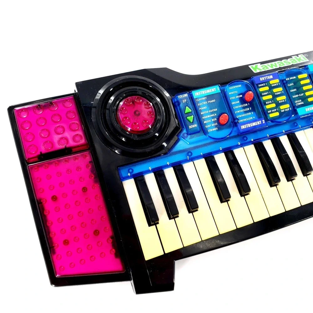Vintage Kawasaki 37-Key Electronic Musical Keyboard Pink Blue Tested Works
